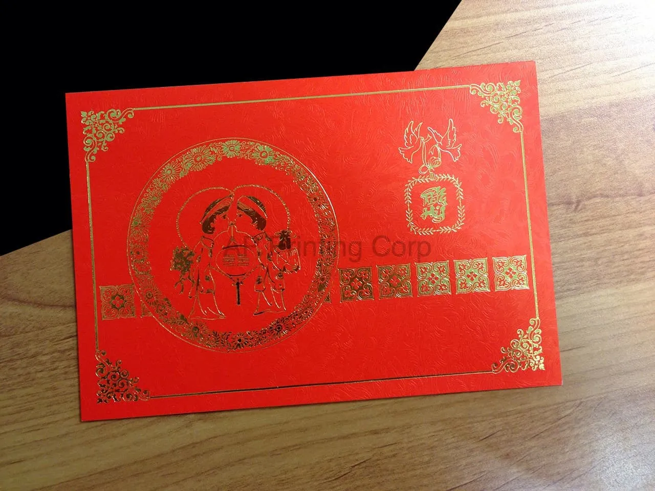 AP Printing - DR7-DC-V [V-L-01] Harmony in Red Bride & Groom Wedding Invitation - Custom Printing Services