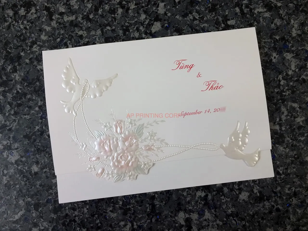 AP Printing - K971 [I-11] Regal Whispers Birds & Doves Wedding Invitation - Custom Printing Services
