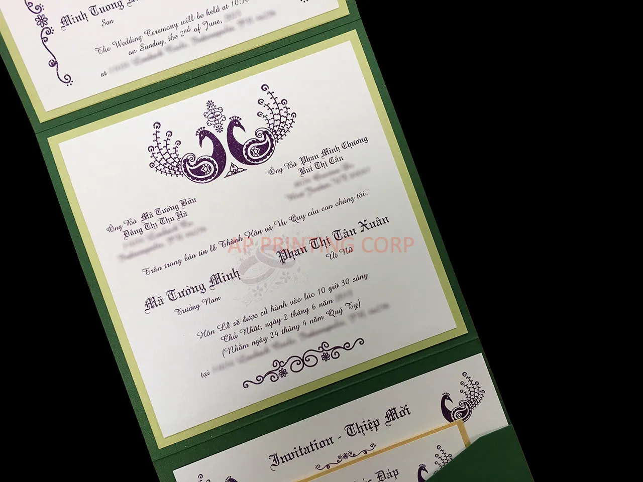 PSQ-77-MMM-2WL Botanic, Lime, Poison Ivory Pocket & Folder Invitation AP Printing - PSQ-77-MMM-2WL Botanic, Lime, Poison Ivory Pocket & Folder Invitation - Custom Printing Services