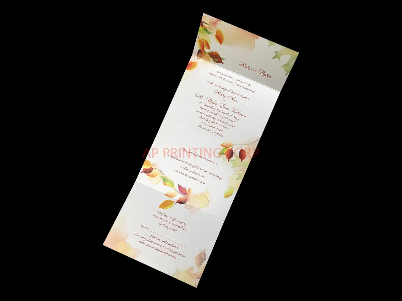 AP Printing - Leaf Swirl Seal & Send [CC-50] Pocket & Folder Invitation - Custom Printing Services