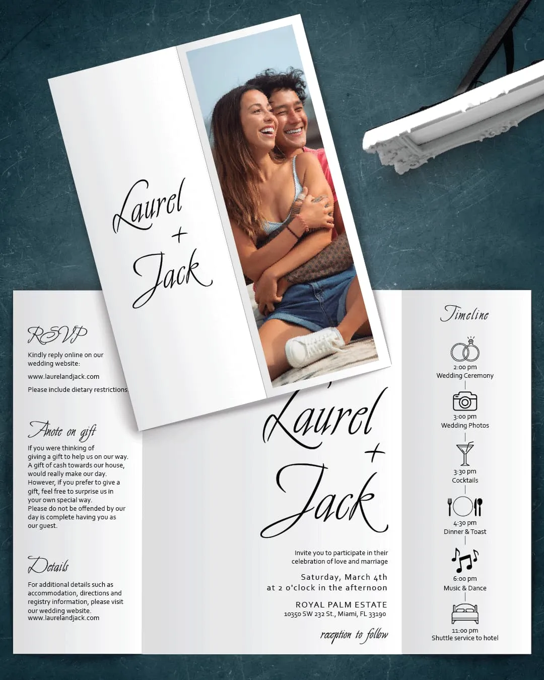 Cover Picture 5x7 Gate Fold Wedding Invitation AP Printing - Cover Picture 5x7 Gate Fold Wedding Invitation - Custom Printing Services