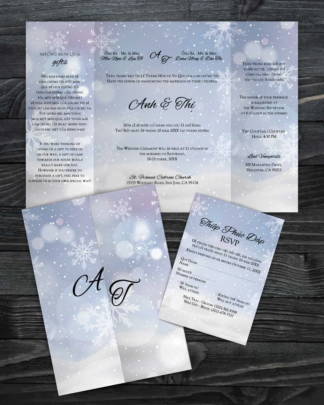AP Printing - Winter Storm 5x7 Gate Fold Wedding Invitation - Custom Printing Services
