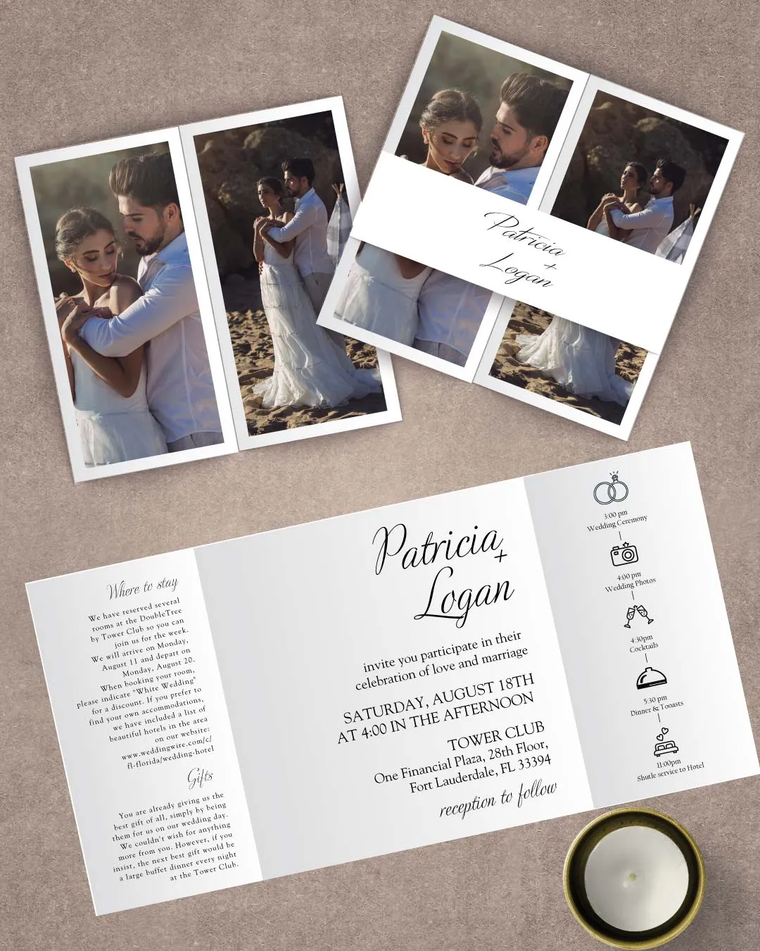 Couple Photo Cover 7x7 Gate Fold Wedding Invitation AP Printing - Couple Photo Cover 7x7 Gate Fold Wedding Invitation - Custom Printing Services