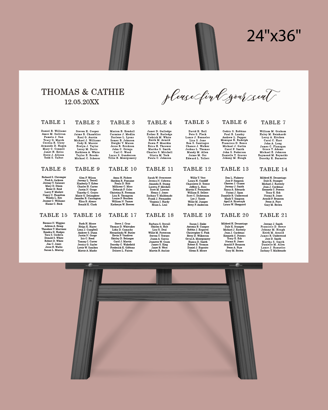 AP Printing - Beverly Formal Seating Chart - Custom Printing Services