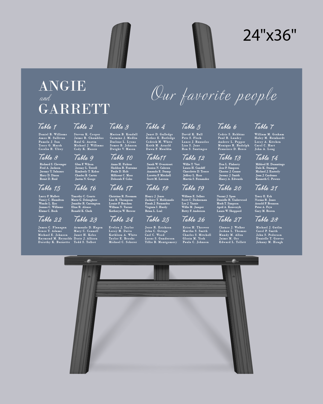 Formal Blue Background Seating Chart AP Printing - Formal Blue Background Seating Chart - Custom Printing Services