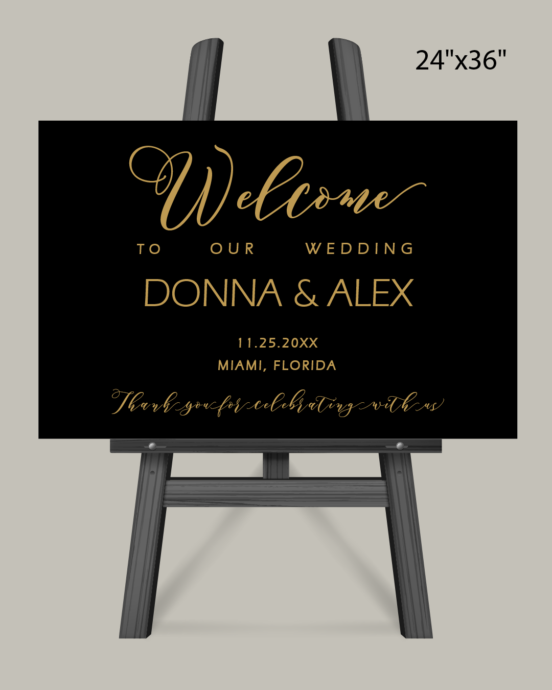 Elegant Golden Letters Welcome Sign AP Printing - Elegant Golden Letters Welcome Sign - Custom Printing Services
