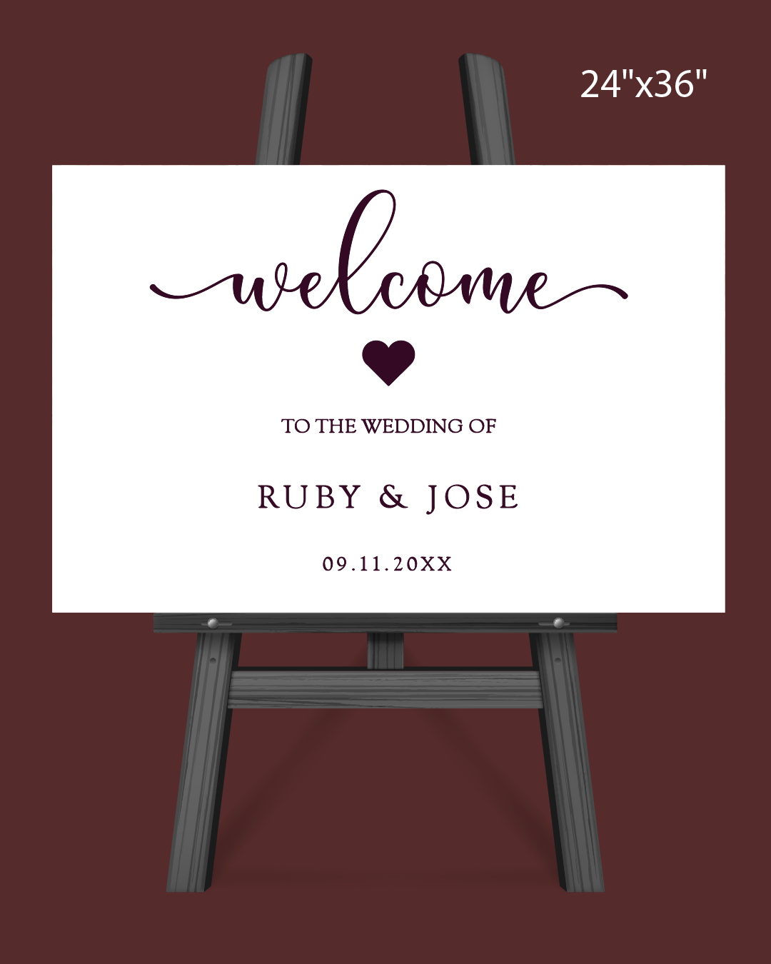 AP Printing - Simple Heart Design Welcome Sign - Custom Printing Services
