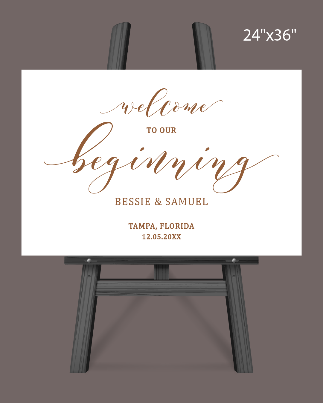Elegant Denise Gold Welcome Sign AP Printing - Elegant Denise Gold Welcome Sign - Custom Printing Services