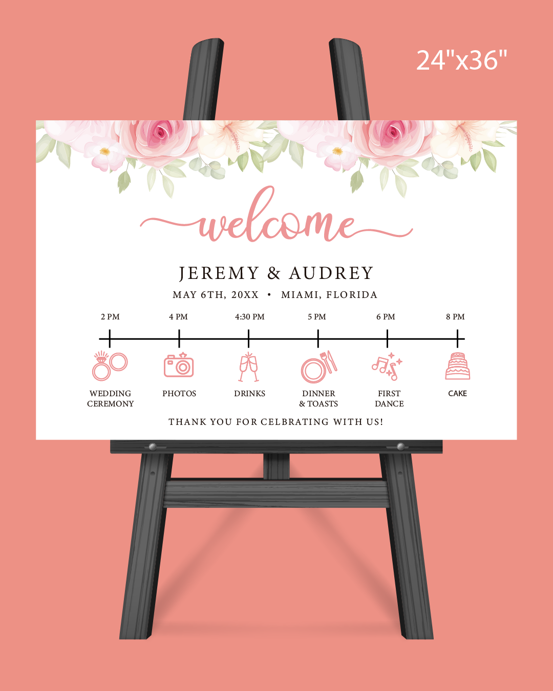 Timeline Pink Theme Welcome Sign AP Printing - Timeline Pink Theme Welcome Sign - Custom Printing Services
