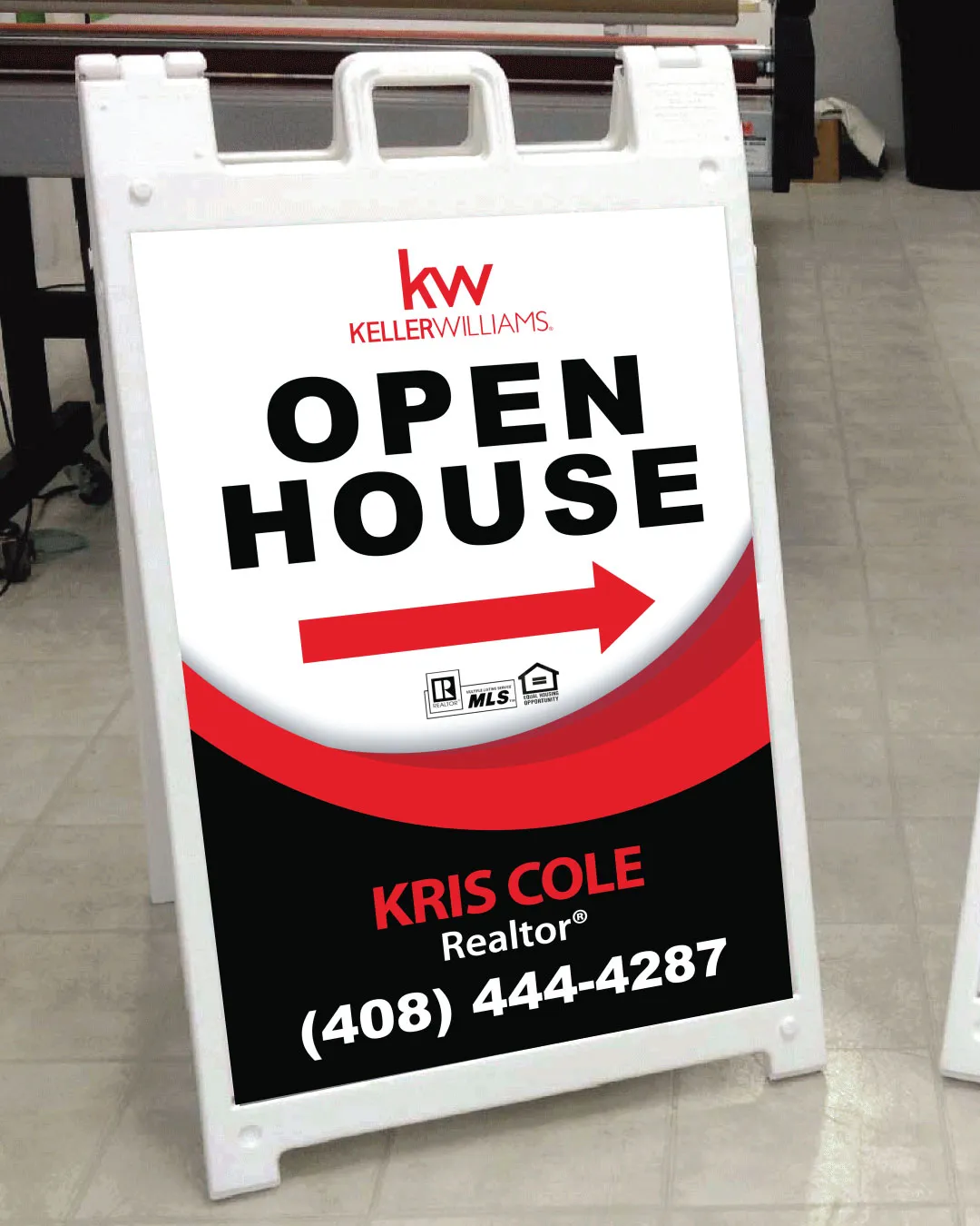Keller Williams Realty Red Curved Abstract A Frame Sign AP Printing - Keller Williams Realty Red Curved Abstract A Frame Sign - Custom Printing Services