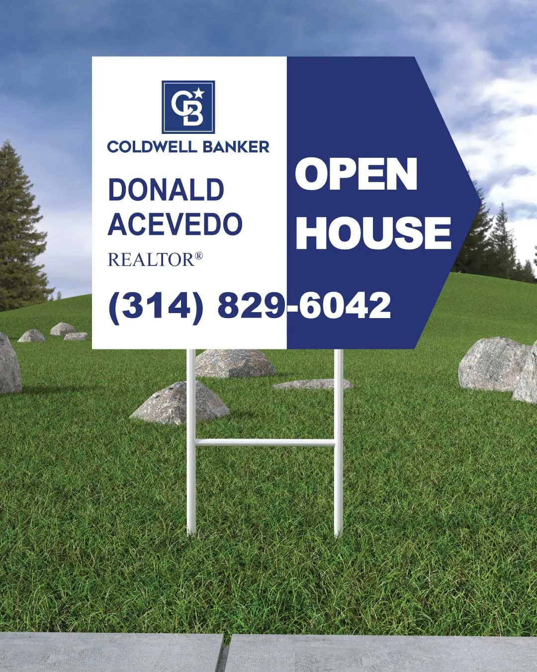 AP Printing - Coldwell Banker Blue And White Arrow Shape Sign - Custom Printing Services