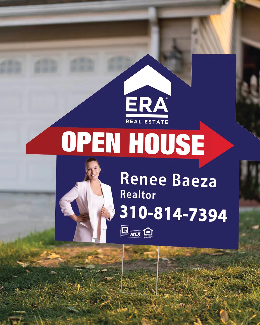 ERA Navy Blue with Photo House Modern Shape Sign AP Printing - ERA Navy Blue with Photo House Modern Shape Sign - Custom Printing Services