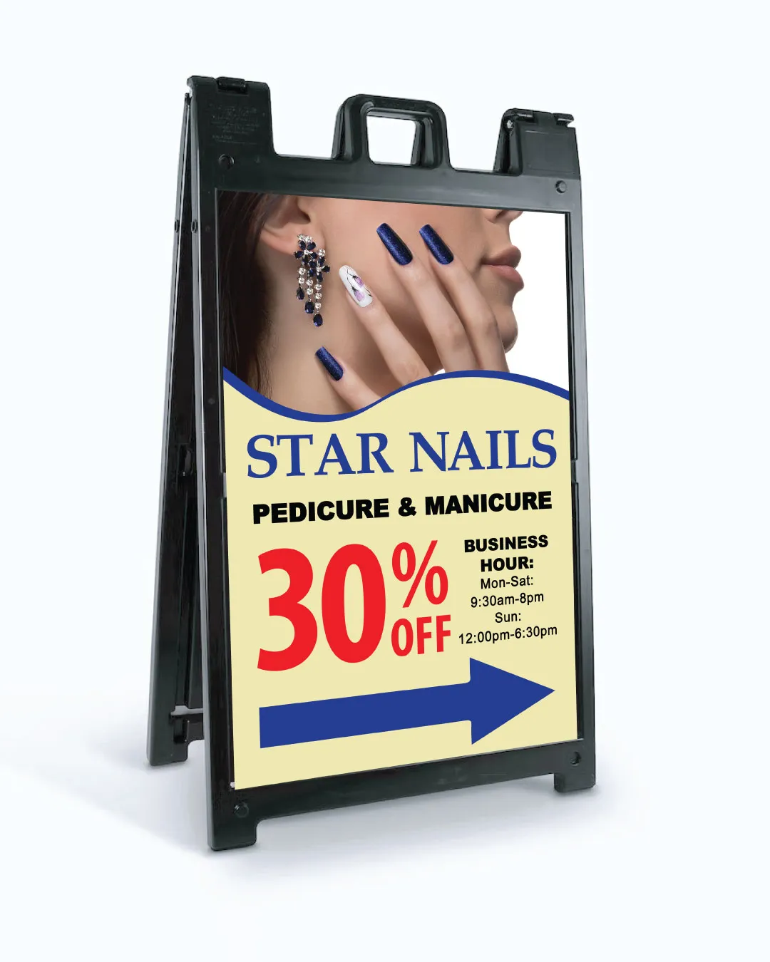 AP Printing - Blue Arrow A Frame Sign - Custom Printing Services