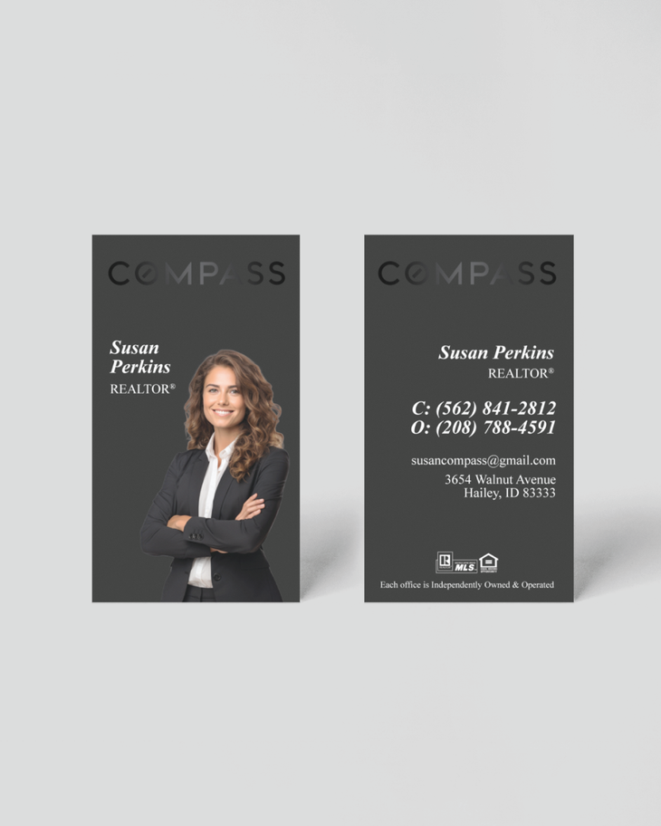 AP Printing - Compass Elegance in the Hands Raised Spot UV Business Cards - Custom Printing Services