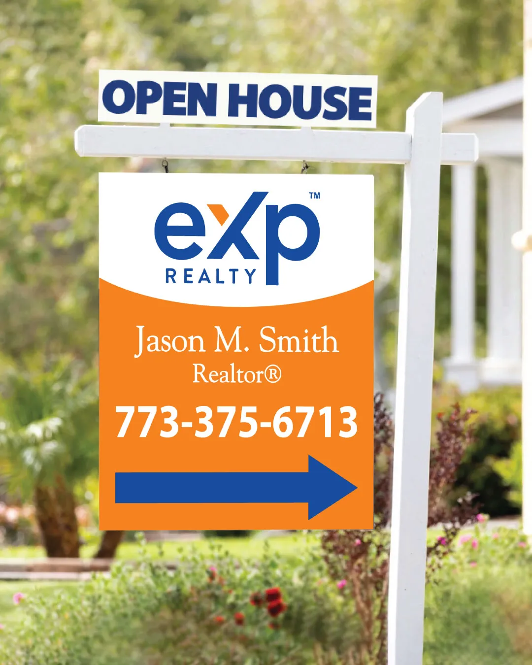 AP Printing - Exp Realty Colored Orange and Blue Colonial Sign - Custom Printing Services