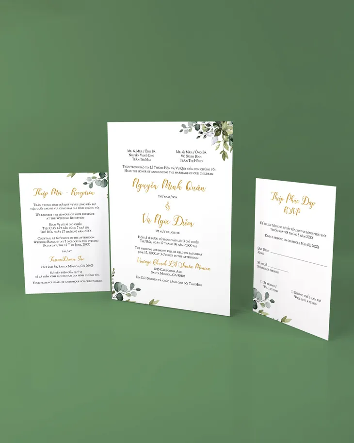 AP Printing - Natural and Gentle Elegance Simple Flat 5x7 Wedding Invitation - Custom Printing Services