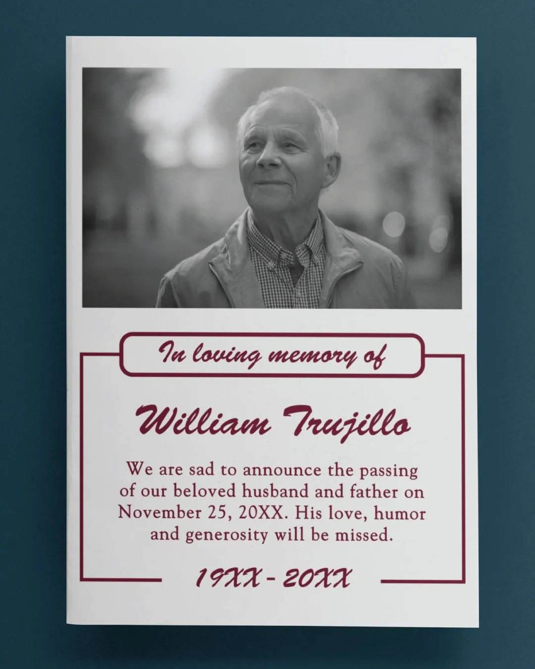 AP Printing - Simple with Photography Flyers Obituary - Custom Printing Services