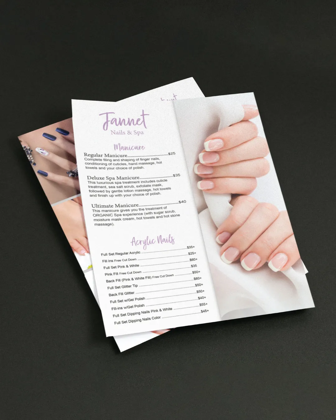 Beautiful Nail Photos Menu AP Printing - Beautiful Nail Photos Menu - Custom Printing Services