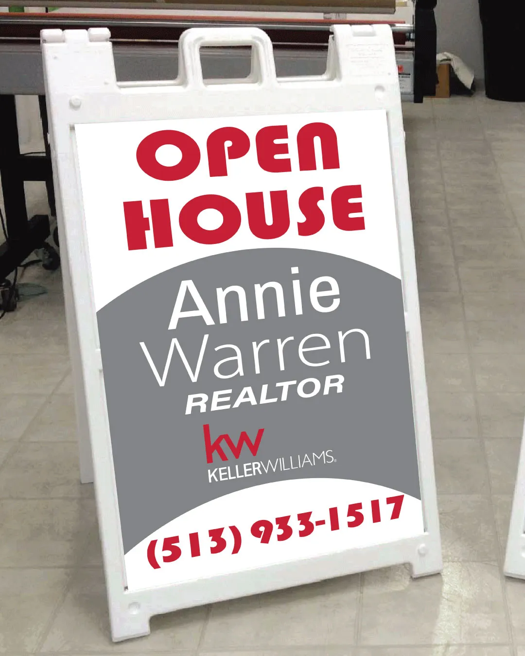 Keller Williams Realty Minimalist Gray Circle A Frame Sign AP Printing - Keller Williams Realty Minimalist Gray Circle A Frame Sign - Custom Printing Services