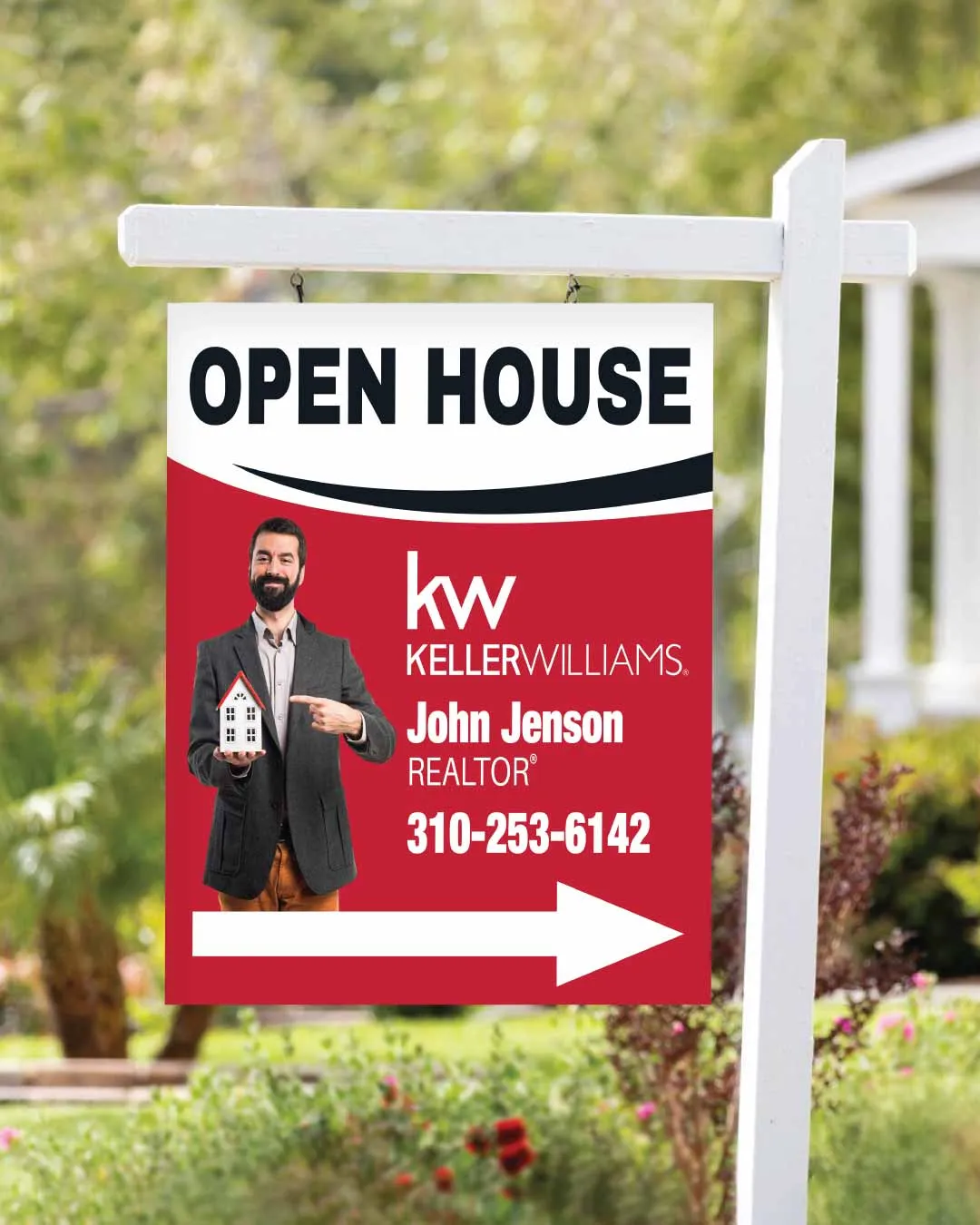 AP Printing - Keller Williams Realty Single with Black Stripe Colonial Sign - Custom Printing Services