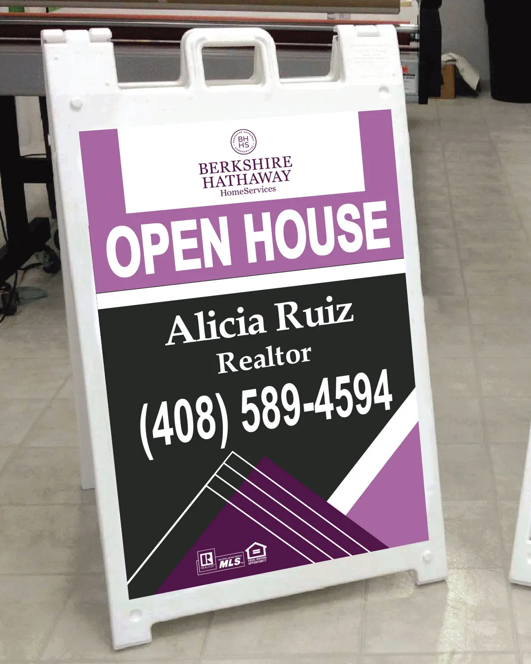 Berkshire Geometric Purple A frame sign AP Printing - Berkshire Geometric Purple A frame sign - Custom Printing Services