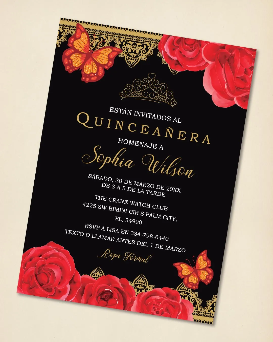 Enchanted Roses Quinceanera Invitation AP Printing - Enchanted Roses Quinceanera Invitation - Custom Printing Services