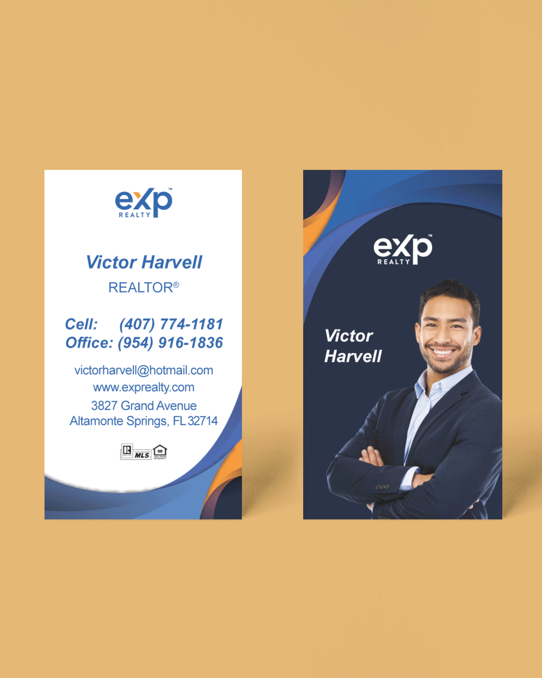 Exp Realty Elegant Blue Standard Business Cards AP Printing - Exp Realty Elegant Blue Standard Business Cards - Custom Printing Services
