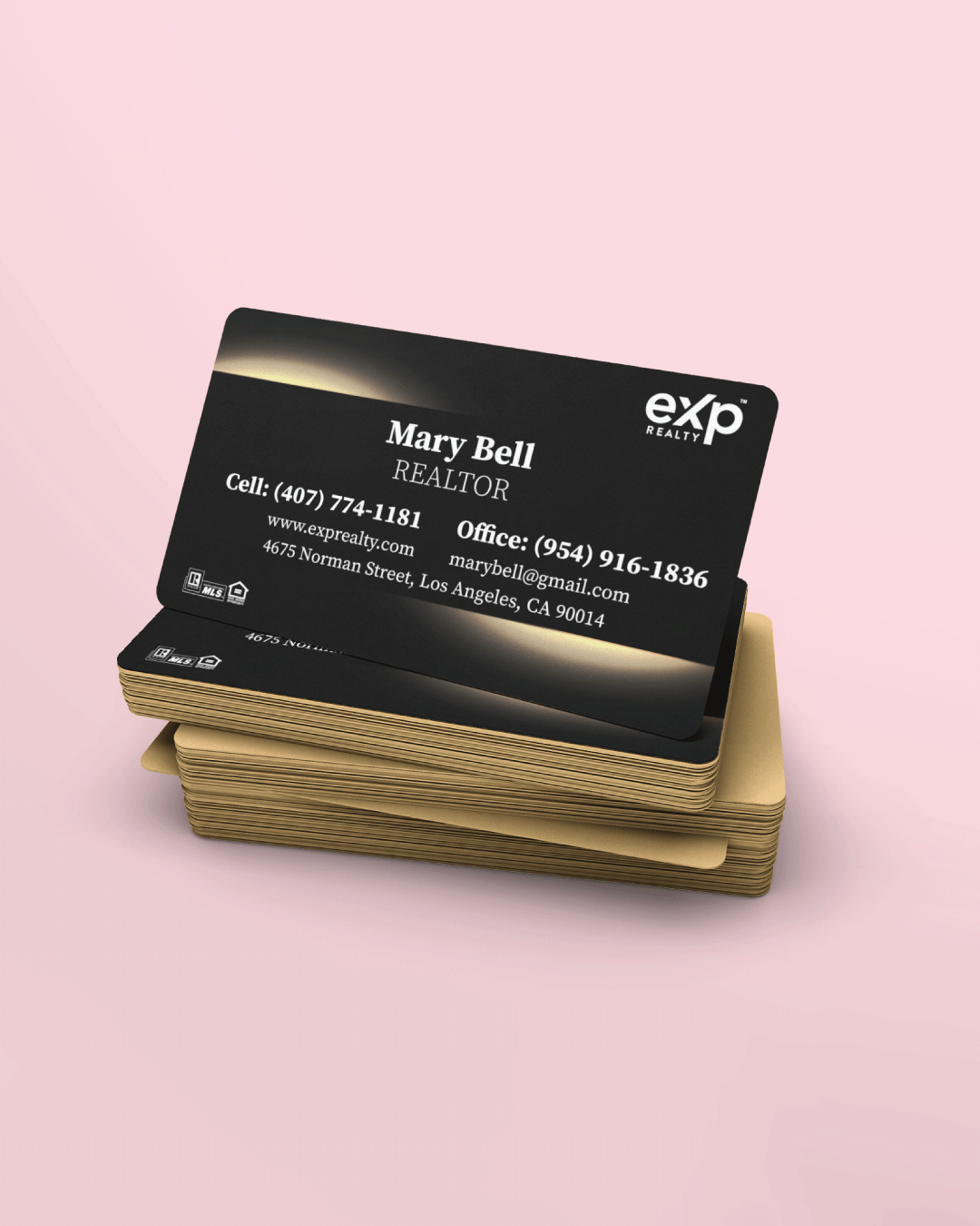 AP Printing - Exp Realty Golden Flash Painted Edge Business Cards - Custom Printing Services