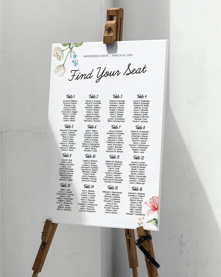 AP Printing - Lovely Guest Directory Seating Charts - Custom Printing Services