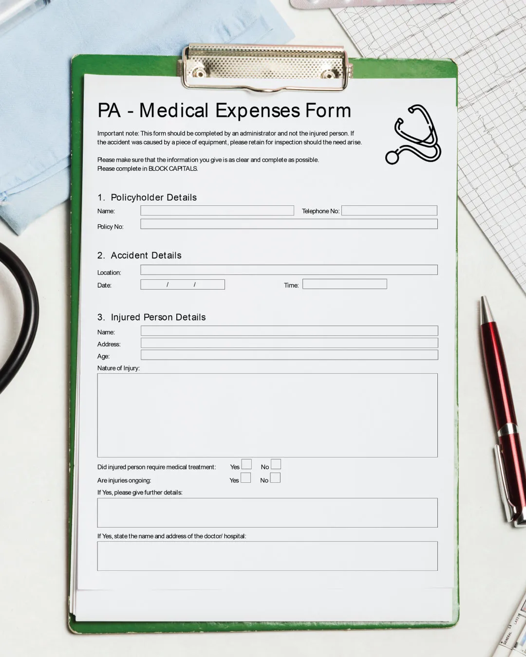 AP Printing - Medical Expenses Form - Custom Printing Services