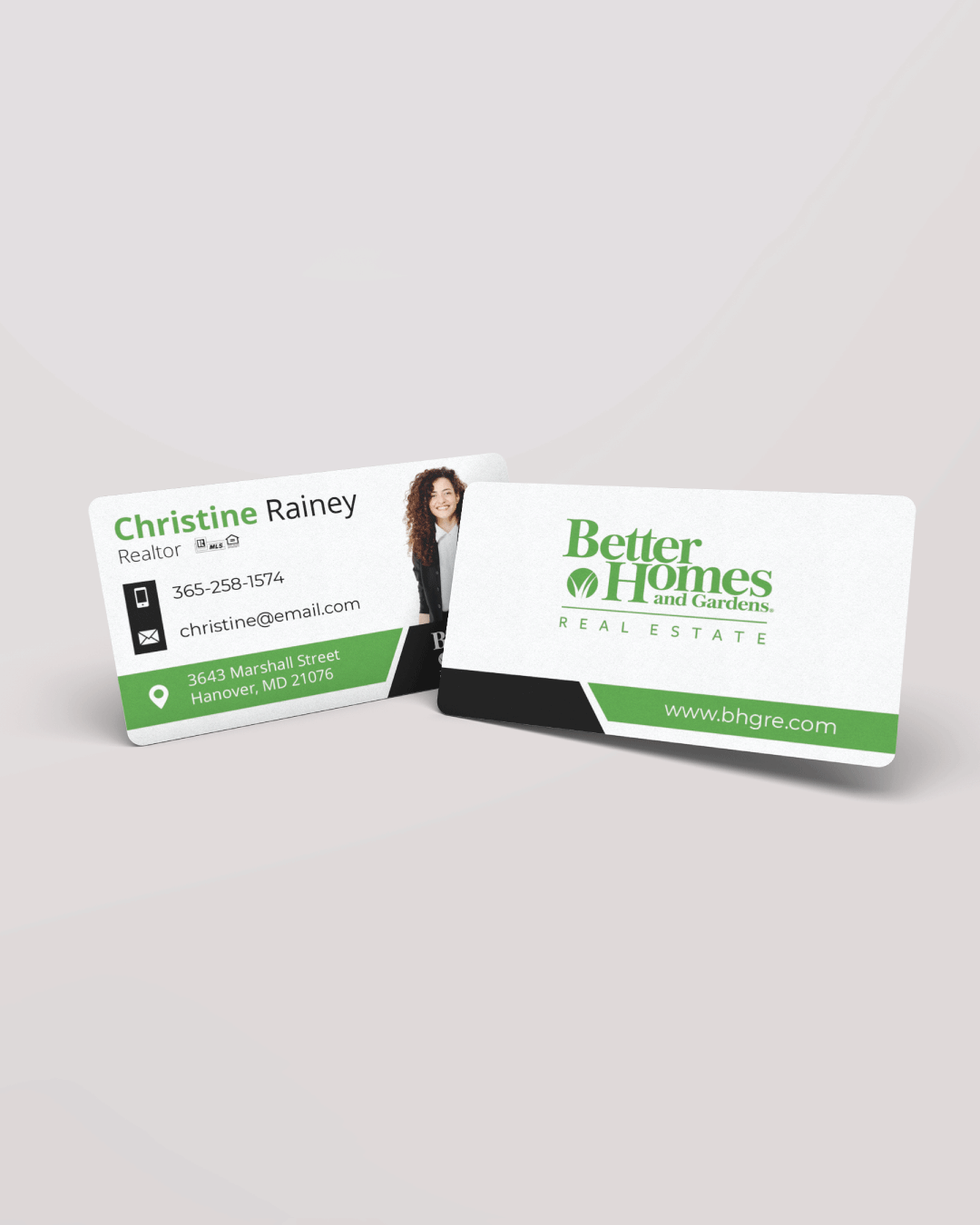 AP Printing - Black and Green BHGRE Standard Business Cards - Custom Printing Services