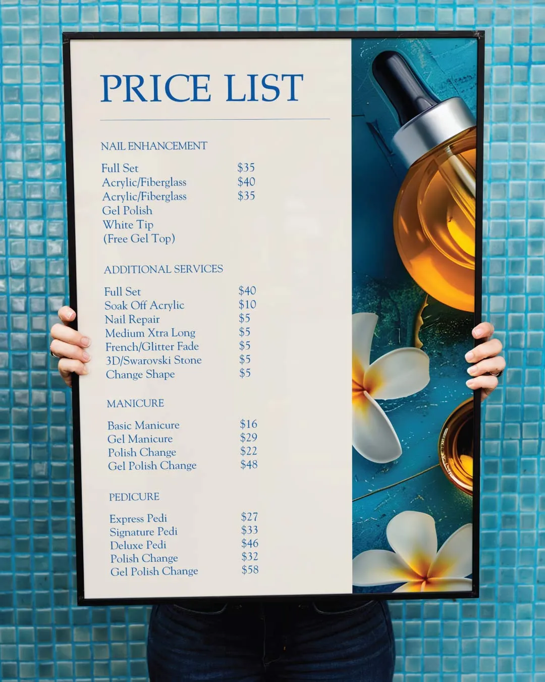 Blue Spa Price List AP Printing - Blue Spa Price List - Custom Printing Services