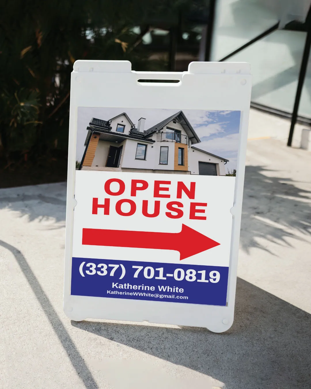 AP Printing - Photo with Blue and Red A Frame Sign - Custom Printing Services