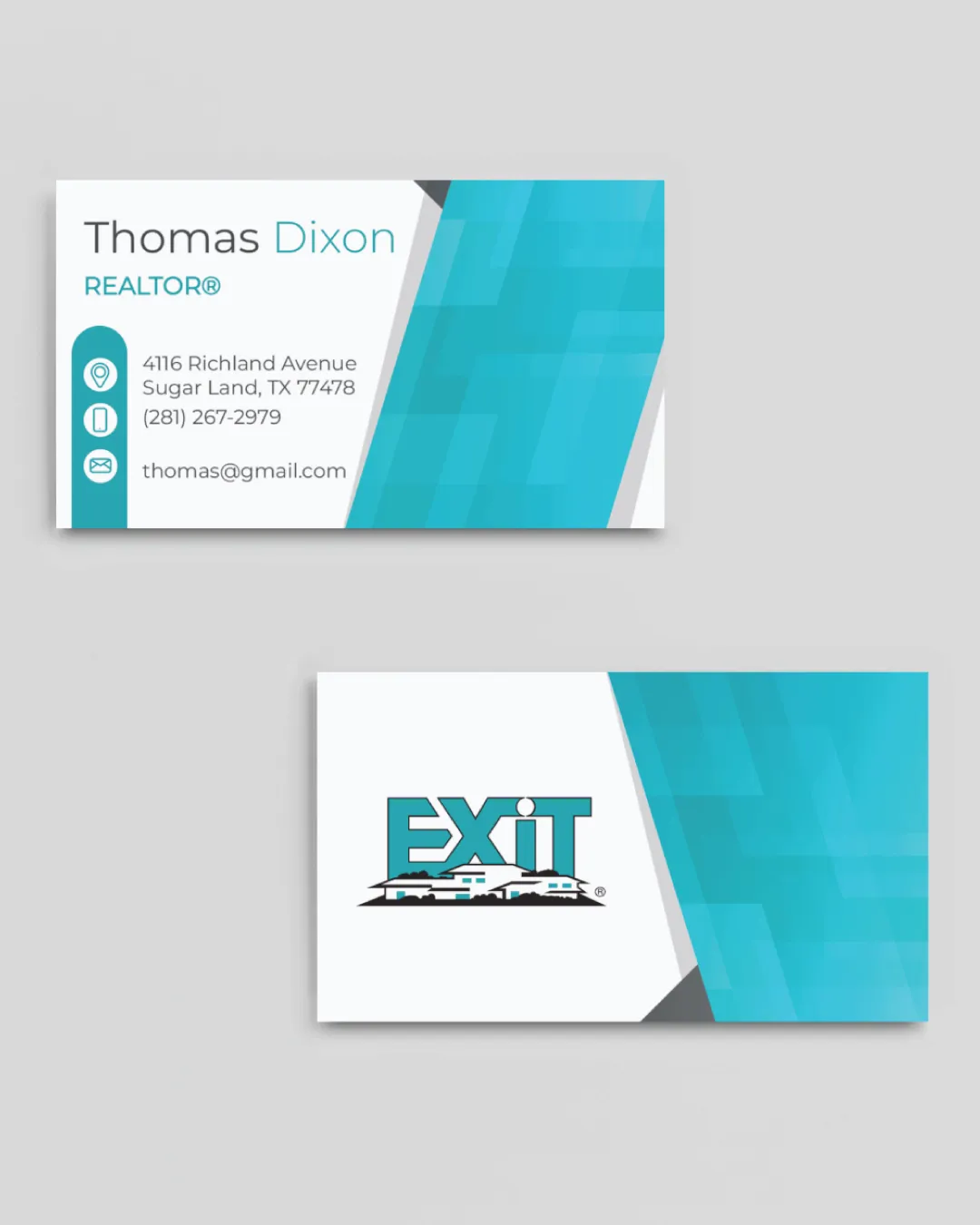 AP Printing - Exit Realty Abstract Blue Cubes Standard Business Cards - Custom Printing Services
