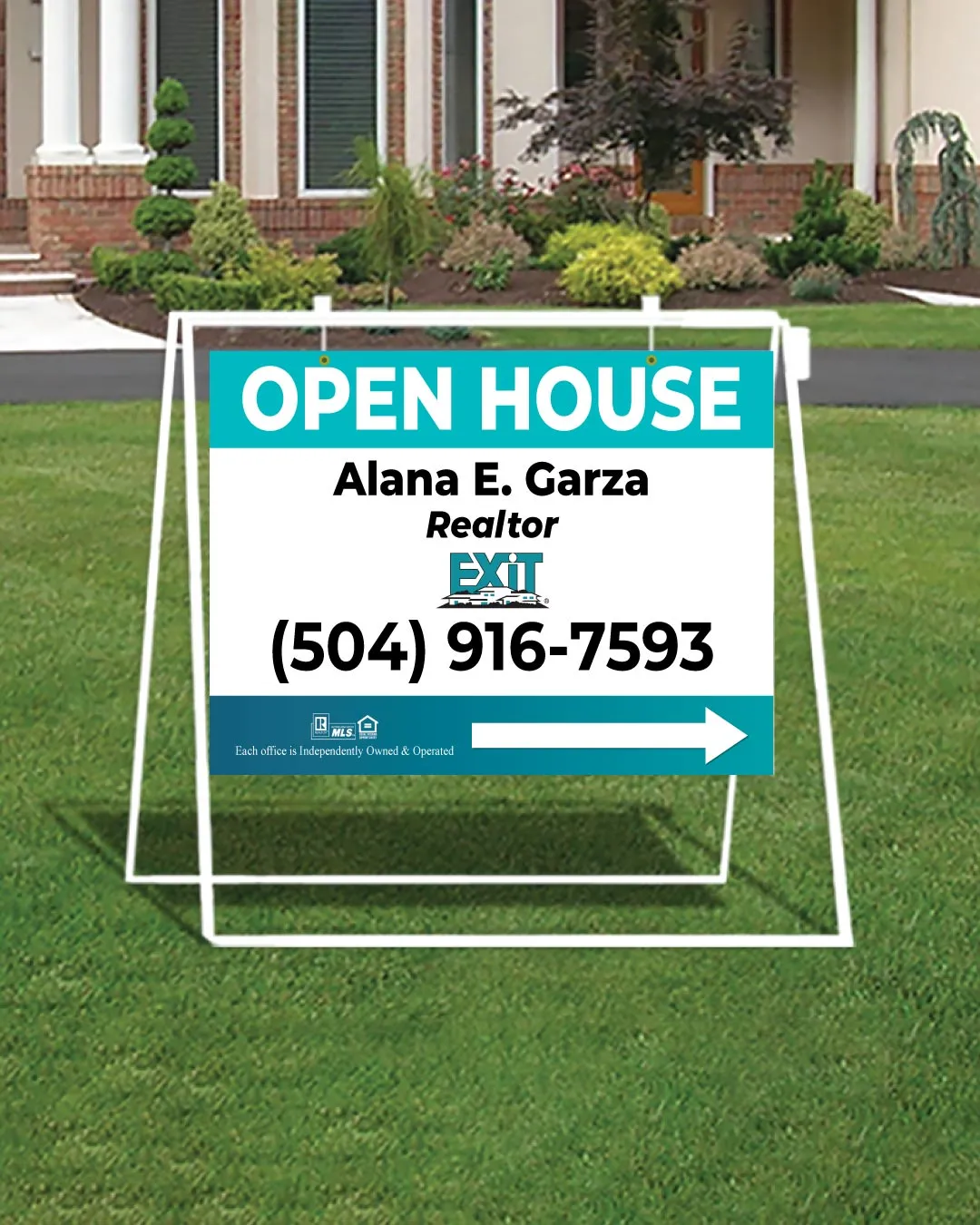 AP Printing - Exit Realty Turquoise Gradient Stripe Metal Sidewalk A-Frame - Custom Printing Services