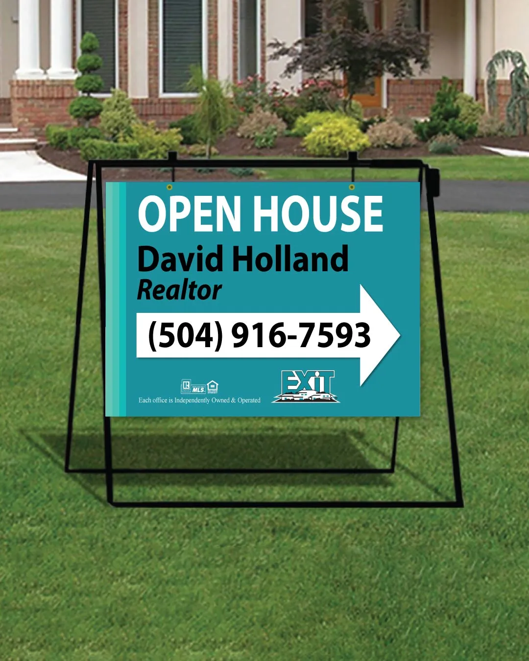 AP Printing - Exit Realty Turquoise Minimalist Metal Sidewalk A-Frame - Custom Printing Services