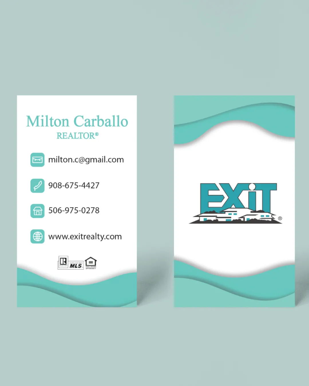Exit Realty Simple Turquoise Waves Standard Business Cards AP Printing - Exit Realty Simple Turquoise Waves Standard Business Cards - Custom Printing Services