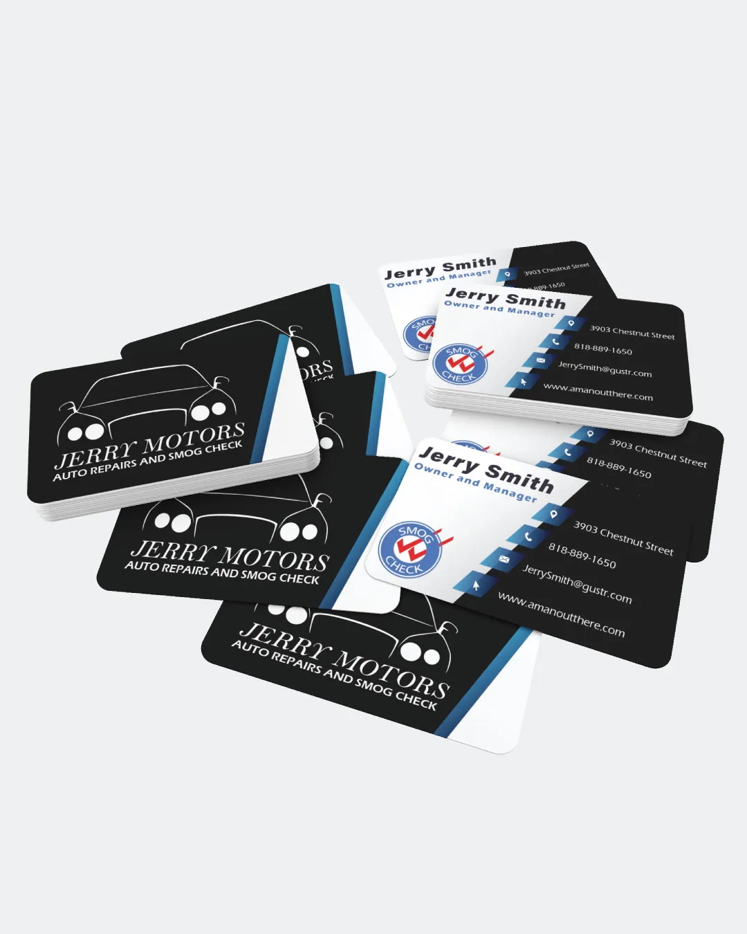 AP Printing - Modern Black and Blue Standard Business Cards - Custom Printing Services
