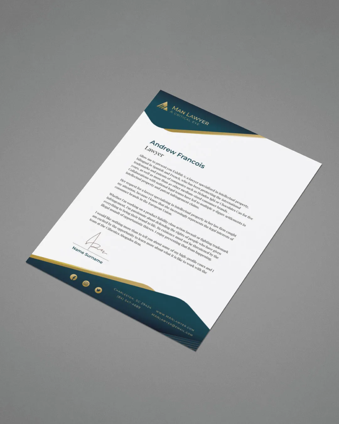 AP Printing - Green and Gold Letterhead - Custom Printing Services