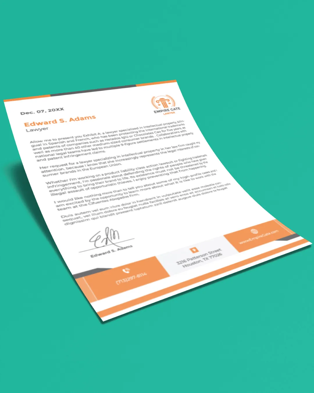 AP Printing - Orange and Brown Letterhead - Custom Printing Services