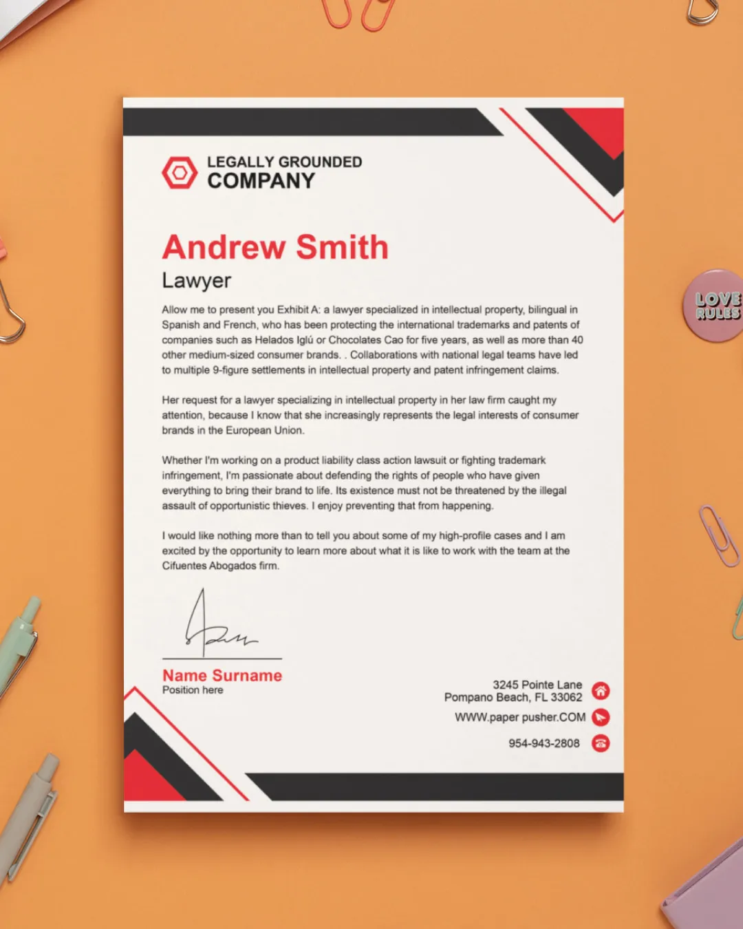 AP Printing - Triangles in the Corners Letterhead - Custom Printing Services