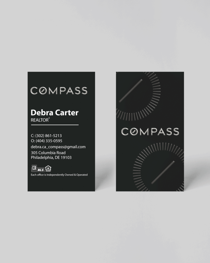 AP Printing - Compass Simple and Elegant Raised Spot UV Business Cards - Custom Printing Services