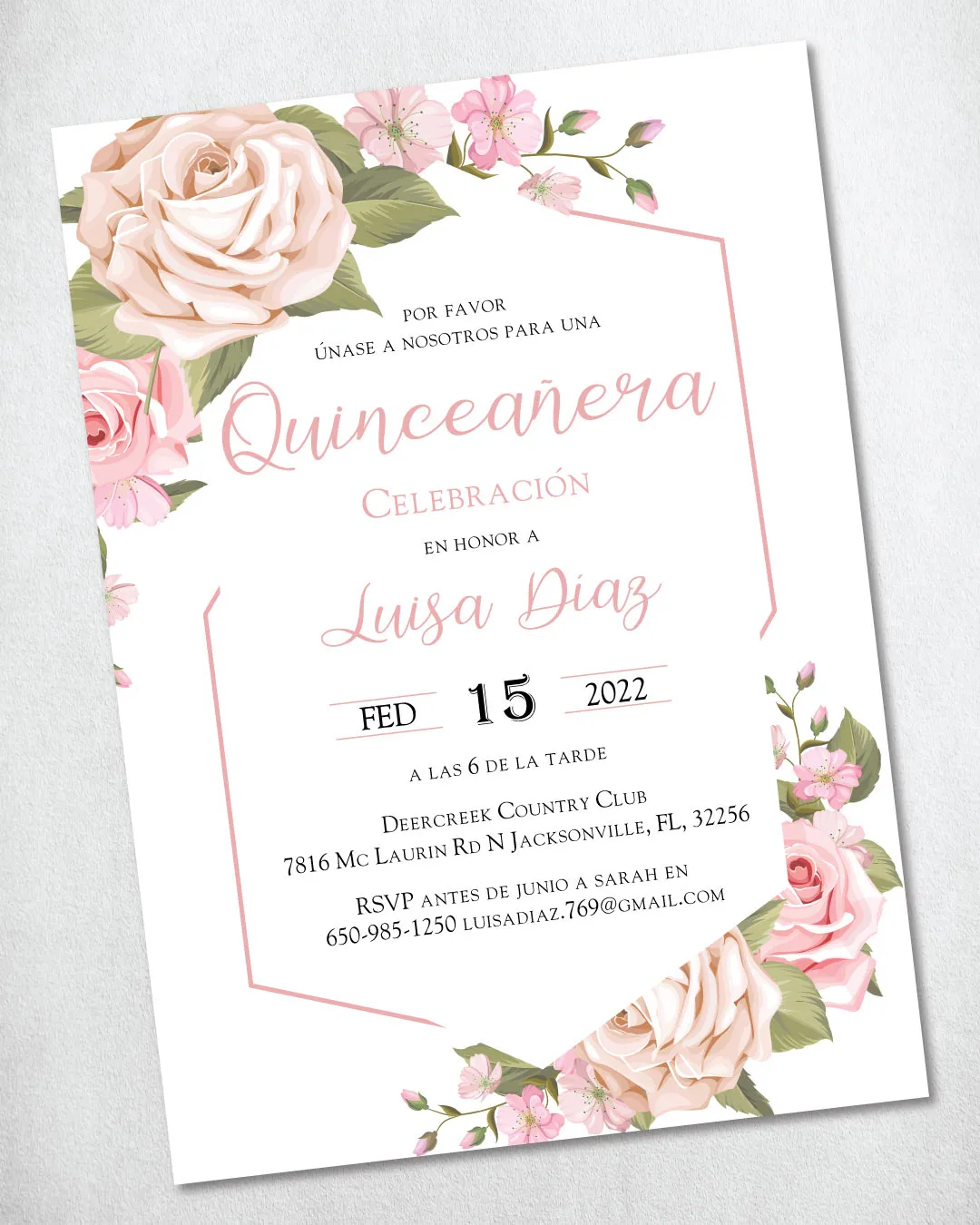 AP Printing - Garden Charm Quinceanera Invitation - Custom Printing Services