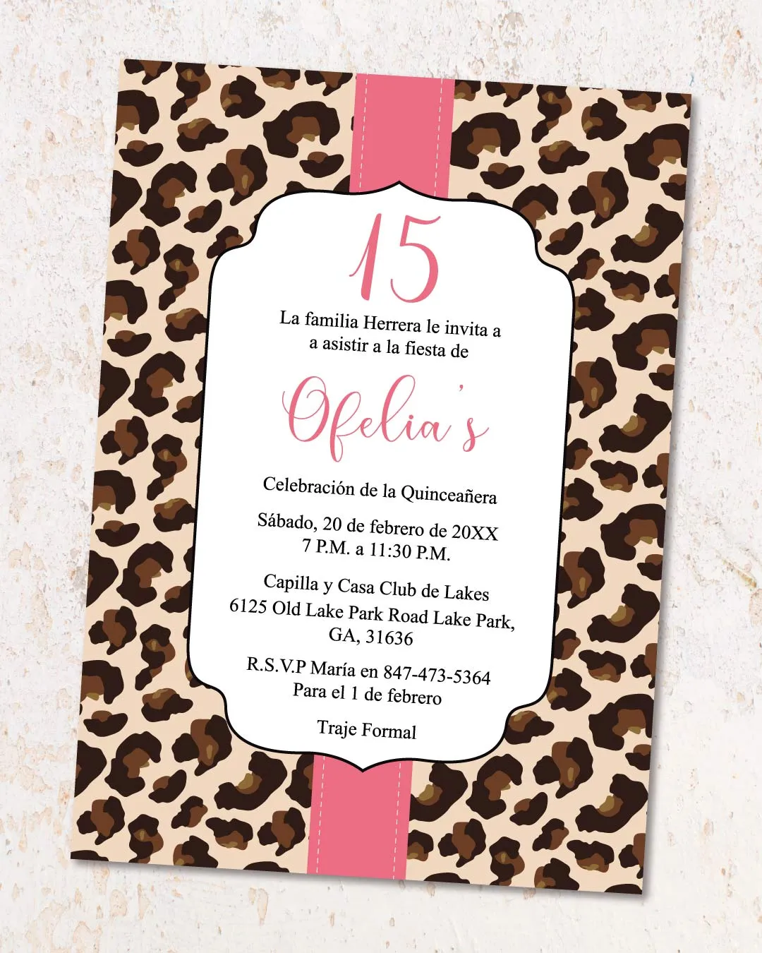 Animal Print Quinceanera Invitation AP Printing - Animal Print Quinceanera Invitation - Custom Printing Services