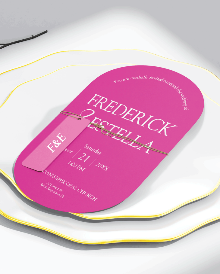 AP Printing - Elegant Fuchsia Unique Style Wedding Invitations - Custom Printing Services