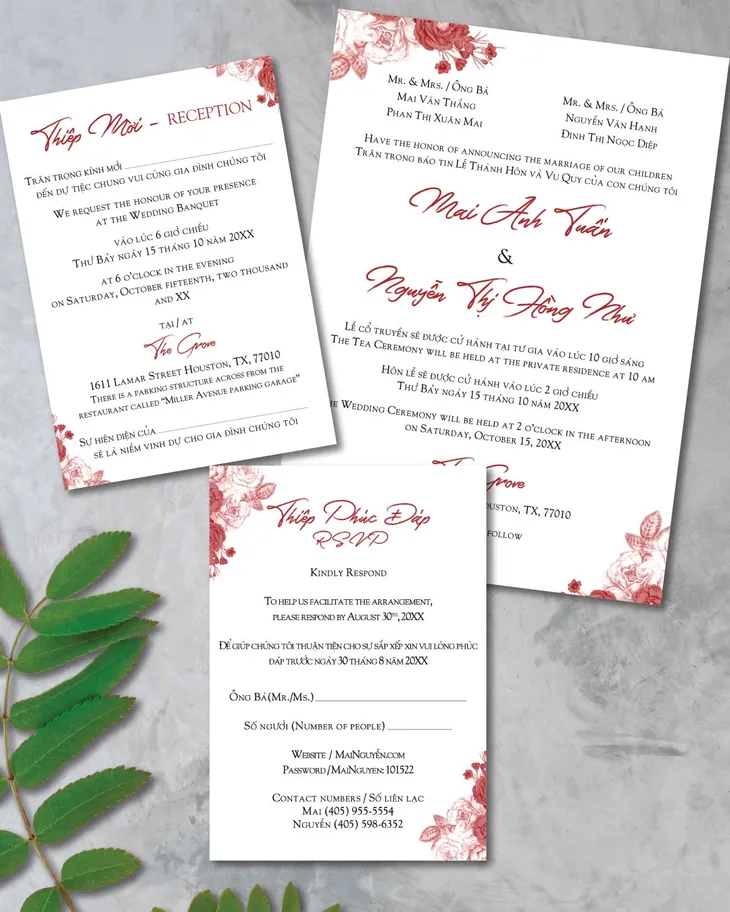 Red Bloom Harmony Simple Flat 5x7 Wedding Invitation AP Printing - Red Bloom Harmony Simple Flat 5x7 Wedding Invitation - Custom Printing Services