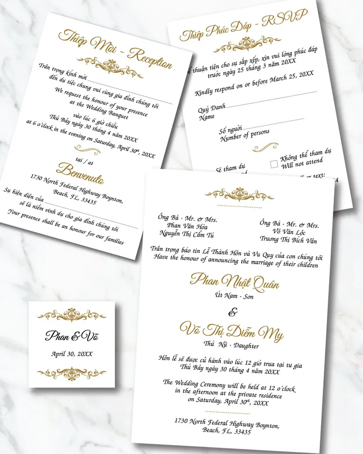 Regal Gold Script Simple Flat 5x7 Wedding Invitation AP Printing - Regal Gold Script Simple Flat 5x7 Wedding Invitation - Custom Printing Services