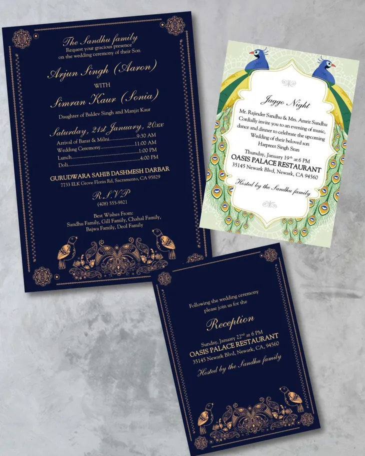Golden Midnight Symphony Indian Wedding Invitation AP Printing - Golden Midnight Symphony Indian Wedding Invitation - Custom Printing Services
