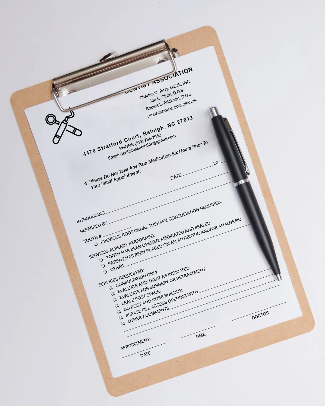 AP Printing - Dentist Form - Custom Printing Services