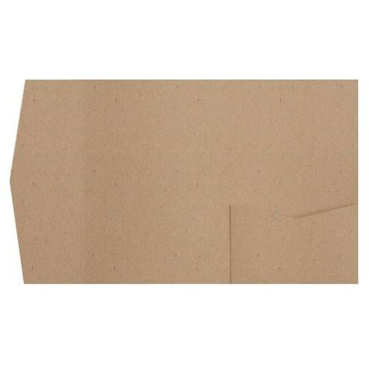 AP Printing - Taupe Brown Recycled Pocket & Folder Invitation Card, A-7.5 Himalaya - Custom Printing Services